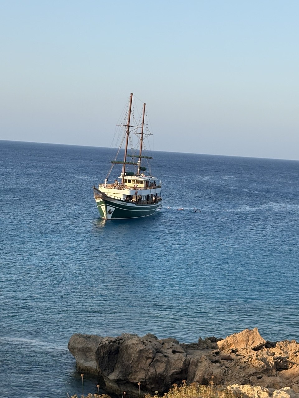 Mediterranean boat trip near Capo Greco at golden hour